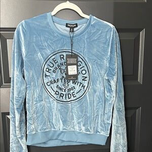 True Religion Light Blue Velvet Crewneck